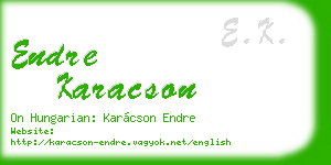 endre karacson business card